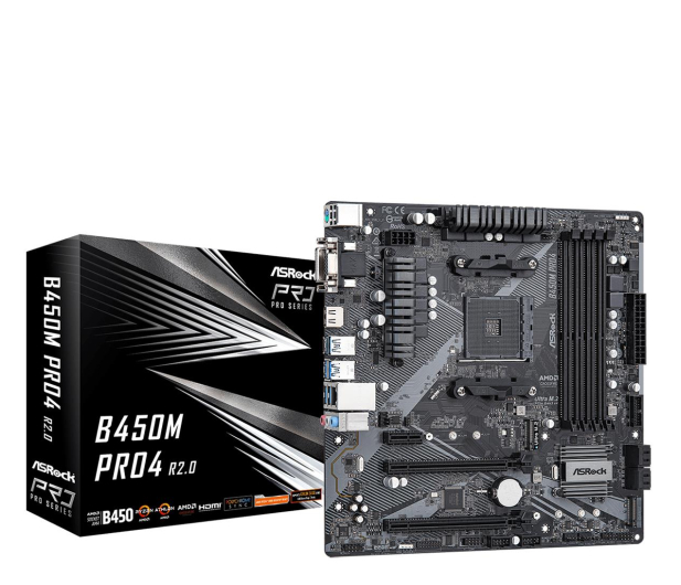 ASROCK Płyta główna B450M PRO4 R2.0 AM4 4DDR4 HDMI uATX B450M Pro4 R2.0 - 690400 - zdjęcie